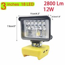 LED 가벼운 손전등 3/4/5/8Inch 18V 20V 리튬 배터리 휴대용 랜턴 도구 램프 USB DCB205 DCB206, 03 3 inch with usb