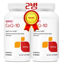 GNC CoQ-10 200 MG 60 SOFTGELS 코큐텐 코엔자임 큐텐 60정 2개, 200mg