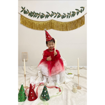 자체제작 크리스마스 꼬깔모자 파티햇 소품 홈파티 아기 고깔모자, 레드트리