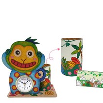 초등 집콕 남아용 원숭이 시계 연필통만들기 6살 수업 셀프 미술교구 창작 손힘기르기 끈기