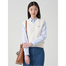 BEAN POLE [빈폴레이디스] 면 혼방 케이블 V넥 니트 베스트 화이트 (BF315UU011)