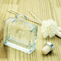 허브애향 사각베이직100ml 디퓨저 유리용기, 실버스텐 코르크마게