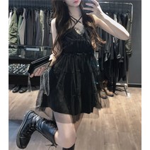 키작녀 원피스 키작은 여자 블랙 메쉬 펜더 여성 여름 프랑스 달콤한 핫 소녀 숏 치마