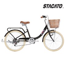스타카토 키스 22 시마노 7단 22인치 바구니 여성용 클래식 자전거, 블랙(80%조립배송)