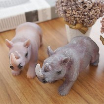 선반 화단장식 빈티지 칼라 코뿔소인형 금은방 홈데코 개업선물, 핑크