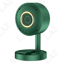 Laz 탁상용 폴딩 온풍기 휴대용 미니팬히터 저소음 PTC 전기난방기 캠핑용 사무실용 높이조절가능 회전가능, 그린