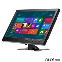 did모니터 전자메뉴판 1024x600 LCD HD 10 인치 미니 모니터 TV 컴퓨터 디스플레이 2 채널 비디오 입력 휴대용 보안 스피커 포함, [01] black, [03] 미국 플매트 카펫 러그, 01 black_03 미국 플러그
