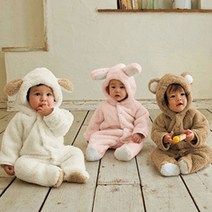 지피키즈 아기 유아 겨울 방한 기모 동물우주복