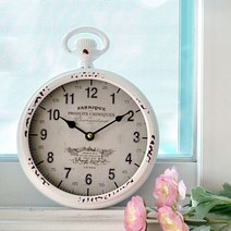 W101 집들이선물추천꼬떼따블 파브리끄 엔틱화이트 원형 벽시계인테리어벽시계, HLC216771K|상품