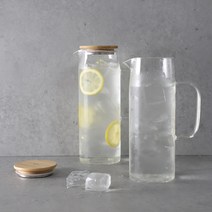 디에프 우드뚜껑 내열유리 카페 유리물병 3size, 1.2L