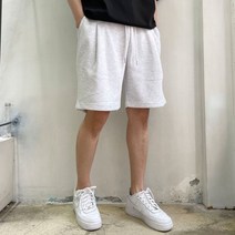 라운지21 남자 이중지 밴딩 앞주름 트레이닝 와이드 반바지