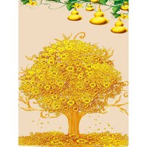 세진 DIY 보석십자수 3D 72가지 신제품 새로운 취미생활 보석 십자수 보석십자수, 34x44 금전을 부르는 황금의나무, 1세트