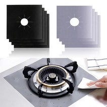 오염방지 가스렌지 매트 4P 커버 기름때방지 필름 청소 가드 덮개 0-0931ea, 블랙4p