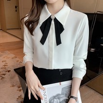 단아한 화이트 카라 여자 정장 블라우스 외항사 승무원 면접 복장 키작녀 오피스룩