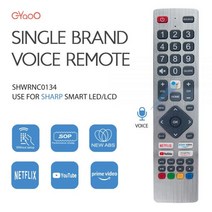 샤프 Aquos TVs 용 음성 TV 리모컨 SHWRMC0134 55BL3EA 50BL3EA 65BL5EA 넷플릭스 프라임 보이스 유튜브 버튼 포함, Black
