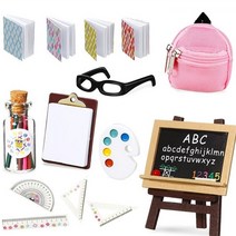 미니어쳐하우스 1:12dollhouse 미니어처 학교 용품 미니 schoolbag 눈금자 드로잉 보드 미니어처 이젤 드로잉 모델 베이비 하우스 액세서리, 5 개 세트
