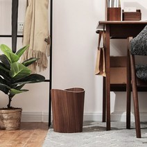 원터치우드휴지통 우드 원목 휴지통 쓰레기통 9l 천연 단단한 나무 원형 가정용 뚜껑 없음 주방 사무실, 나무 1 파