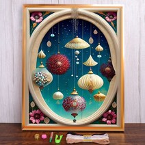 랜턴 드림 캐처 풍경 크로스 스티치 DIY 자수 패턴 수제 수공예 취미 쥬얼리 판매실 장식, HMA92526+80x100cm+11CT Silk Th