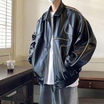 WHR 남성 PU 레더자켓 점퍼 방풍 블루종 빅사이즈 오토바이 간절기 봄가을