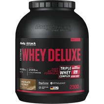 WPI보충제 게이너 단백질 살찌는보충제 Body Attack Extreme Whey Deluxe 아미노산 분말 삼중 유청 복합물 CFM 분리 성 저 저당 독일산 바닐라 크림 2.3, 초콜릿 크림, 2.3kg(1er 팩)