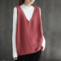 스타일아유 여자 오버핏 브이넥 데일리 여성 니트 조끼 베스트 [AYA8VT0024]