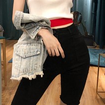캐주얼 진청 가을 민소매 데님 베스트 자켓 청 조끼 루즈핏 여성 패턴 야상 그물 카라