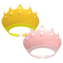 날씨요정 크라운 아기샴푸캡 6개월 헤어캡 돌아기 샤워캡, 옐로우+핑크