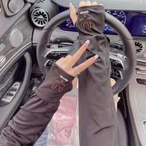 오누이디스플레이 여름 운전 골프 자외선 차단 냉감 쿨토시 팔토시 2개한세트, 블랙