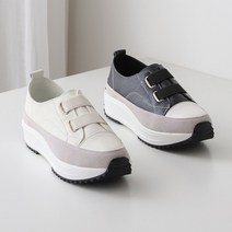 천연가죽 두줄밴딩 발편한 통굽 키높이 6cm 운동화 슬립온 스니커즈 페르지노 446