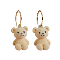 곰돌이 뽀글이 이어링 뽀글이 입체동물 귀걸이 아기곰 펜던트 이어링