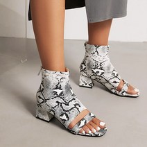 플러스 사이즈 여성 신발 44 45 46 여름 Pu 가죽 사문석 오픈 토 지퍼 고무 밑창 블록 힐 로마 샌들 여성용