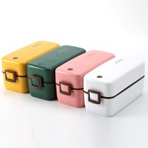 직장인 어린이 초등 도시락 통 2단 밀프랩 다이어트 런치박스 수저세트포함, 700ml, 옐로우