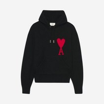 아미 빅 하트 로고 오버사이즈 인타르시아 후드 블랙 레드 22SS AMI de Coeur Oversize Intarsia 후드 Black Red 22SS