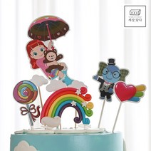 레인보우 루비 케이크 무지개 토퍼 픽 세트 케이크만들기, 레인보우 루비 토퍼 세트(8pcs)