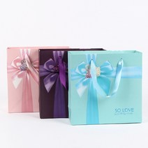 꽃리본 종이가방 선물쇼핑백 10개_럭키데이유통 결혼식 돌잔치 답례품 쇼핑백 어린이집 유치원 학교 학원 교회 선물포장 기프트백, 1세트, 꽃리본 종이가방 블루 10개_럭키데이유통