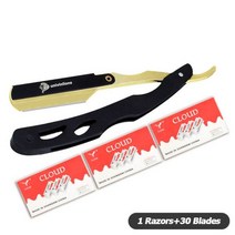 Univinlion-수동 면도기 스트레이트 에지 스테인레스 스틸 날카로운 미용사 접이식 면도 칼 수염 커터 블레이드 포함, 1 Razor 30 Blades