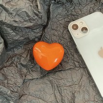 그립톡 크리스탈 러브 하트 핸드폰 그립 홀더 소켓 손가락 확장 토크 접이식 스탠드 귀여운 유니, 한개옵션1, 02 주황색