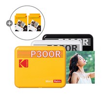 코닥 미니 3 레트로 P300R+카트리지 68매 번들 휴대용 포토프린터 핸드폰 사진인화기 사진출력 미니프린터, P300R(블랙)+68매