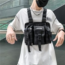 배달조끼 오토바이 퀵서비스 딜리버리 라이더 작업용 가방 체스트백 캐주얼 남성 툴조끼, 블랙