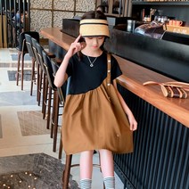 FANSYLI 중학생여여름한국판원피스소녀 스위트귀여운학생치마668호 5F