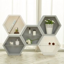 육각형 선반수납장 1+1 (2개) 투명선반 인테리어 공간박스, 그레이