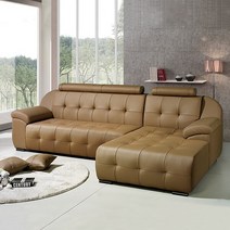 보루네오하우스 엘리브 오딜레 라텍스 천연가죽 4인 카우치소파sk057, 다크브라운