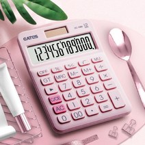 공학용 재무 회계 기계식 로그 적분 계산기12 자리 책상 태양열 미니 계산기 큰 버튼 금융 비즈니스 회계, 05 pink