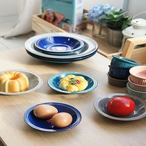 남친 자취 선물 블루 도자기 그릇 앞접시 신혼부부, 대 연블루