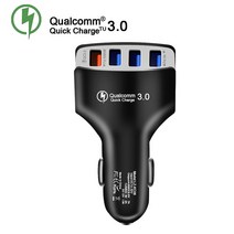 BIYUNFU 빠른 충전 3.0 자동차 충전기 어댑터 아이폰 XS Xiaomi 케이블 7A QC3.0 터보 4 USB 잭 휴대 전화, Black