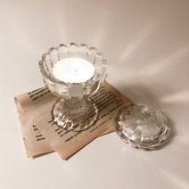 미니 플라워 유리 캔들홀더 / 크리스탈 티라이트 캔들받침 촛대