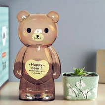 귀여운 어린이용 저금통 기부함 캐릭터 투명 곰돌이, 대(랜덤)