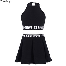 테니스 치마 스커트 코디 tiaobug 2pcs kids girls 여름 넥타이 염료 인쇄 스포츠 정장 고삐 목 민소매 자르기 조끼 탑스 및 플리츠 세트