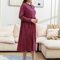 PAJAMA PARTY 여자 피치기모 원피스 체크나염 5색상