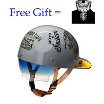 스냅백헬멧 빈티지 레트로 야구 모자 고글 오토바이 헬멧 액세서리 Cascos Para Moto 여름 레이들 남성용 하프 프레데터, 05Gray Indian+XXL